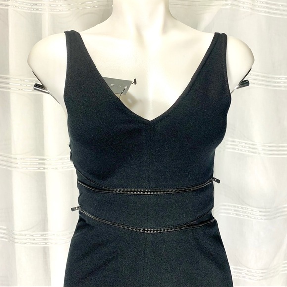 Theory $295 Bodycon Zipper Accent Mini Dress 0 Black Dress - Picture 13 of 16